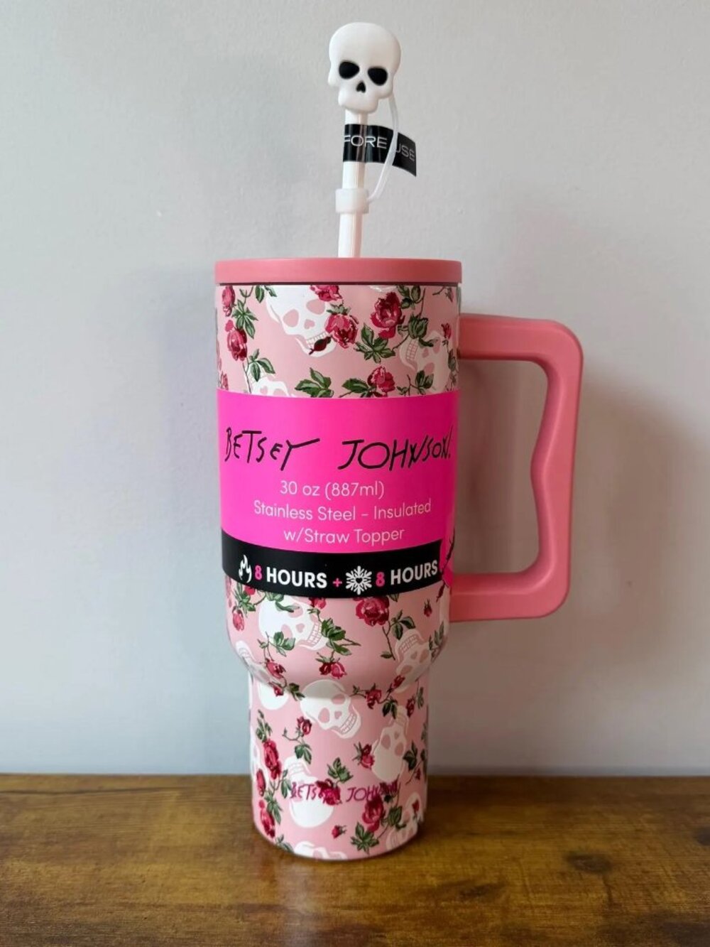 Betsey Johnson 30 oz. Stainless Steel/Insulated Tumbler with Straw Cover - Picture 2 of 2